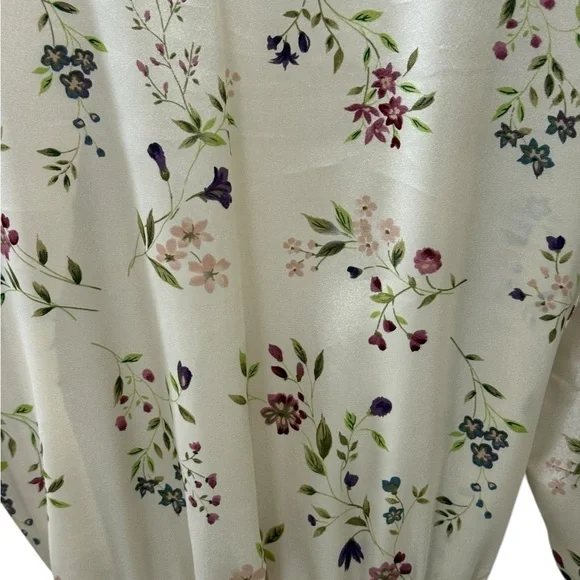 Morgan Taylor Polyester Floral Print Kimono Robe Size L belted Silky elegance - Picture 4 of 5